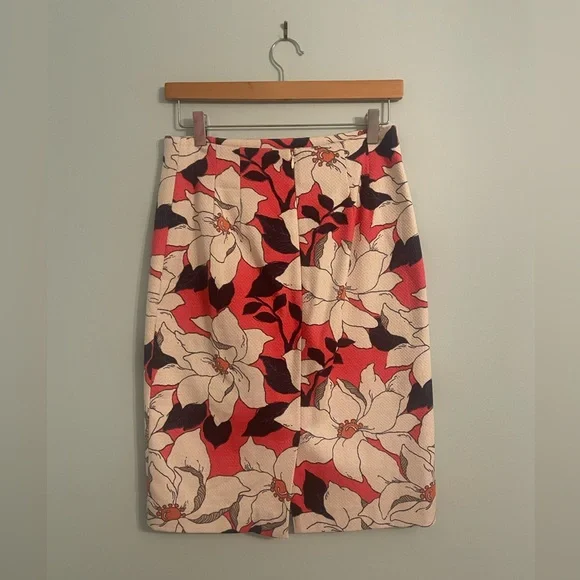 Ann Taylor Pink Ivory Textured Floral Straight Pencil Skirt Sz 2 - Picture 2 of 6